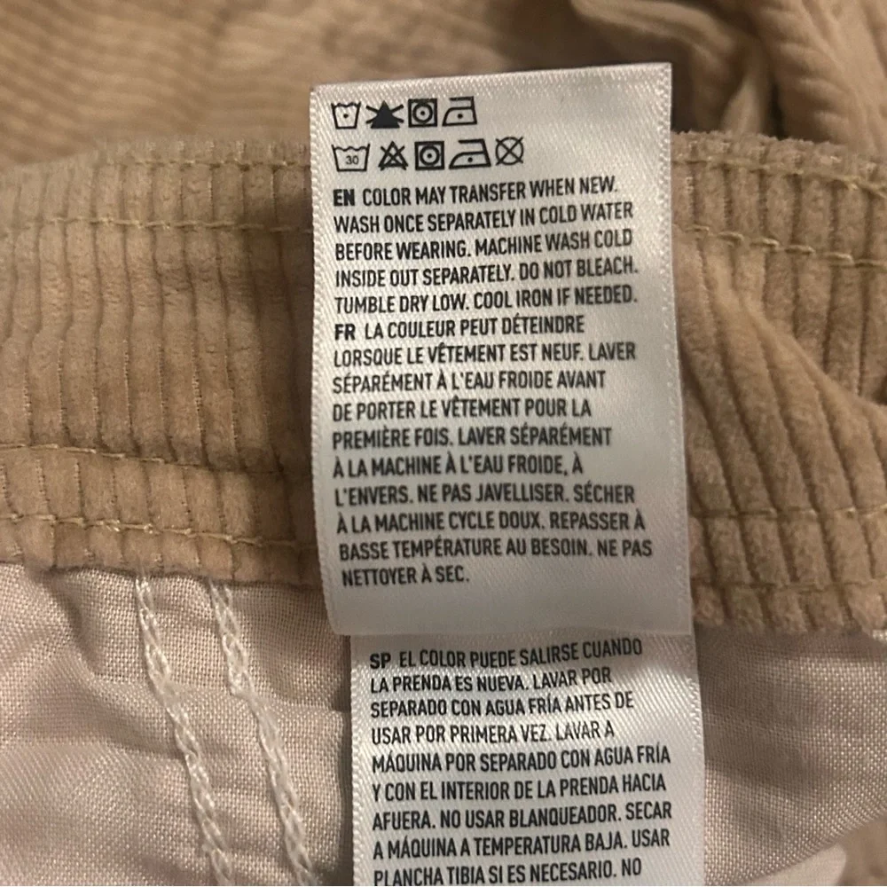 American Eagle Outfitters Super High Rise Wide Leg Tan Corduroy Cargo Pants 10L - Picture 8 of 13